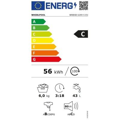 WRBSB 6249 W EU eestlaetav pesumasin Whirlpool
